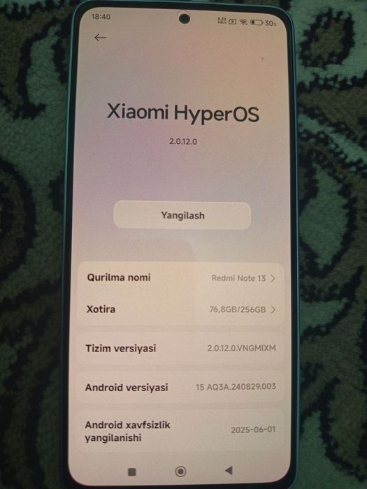 Redmi not 13  8 ga 256
