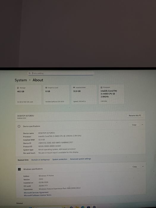PC gaming i5-9400, Gtx 1070 turbo 32Gb ram