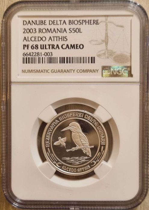 Set 3 monede argint BNR Delta Dunarii, gradate NGC PF 68 UC