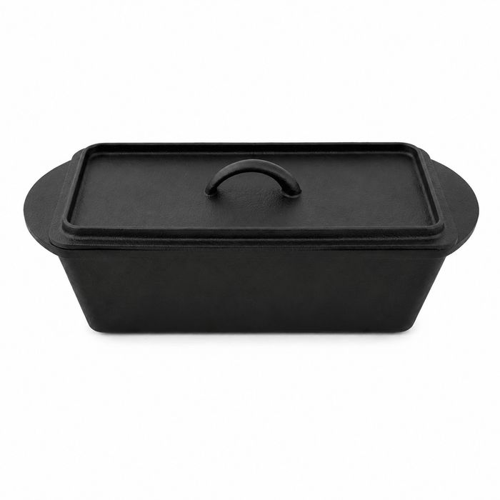 Tavă Newalor din fontă pentru pâine, cu capac, 35 × 13,5 × 11 cm, 3 litri, NW43