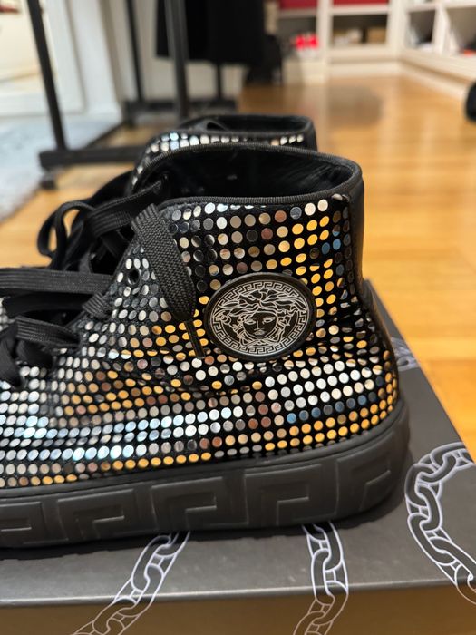 Vand versace men silver sparkle leather sneakers