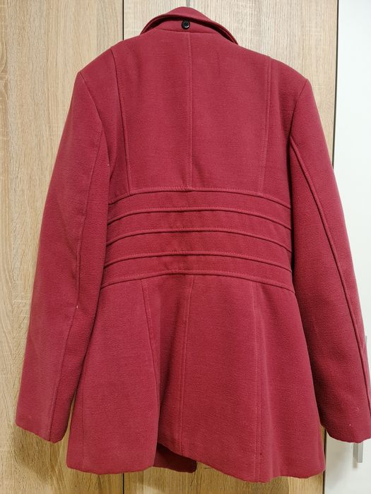 Palton roz nasturi negri elegant dama femei marime 42