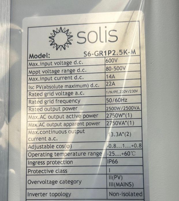 Amanet F28: Invertor / inverter solar mini Solis S6-GR1P2.5K-M NOU