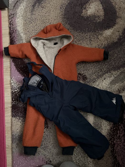 Set salopeta lana fiarta dublata + cagula dublata lana+botosi bw