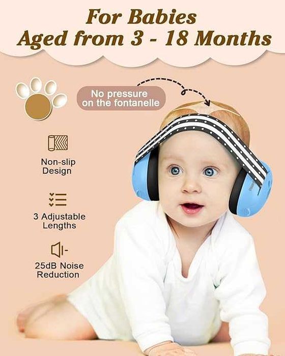 2-в-1 бебешки наушници със защита от шум