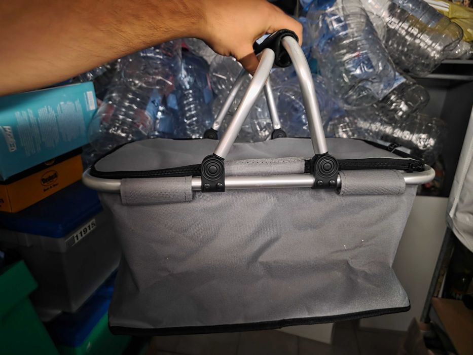 Coș de cumpărături / picnic pliabil cu cadru din aluminiu, nou, nefolosit