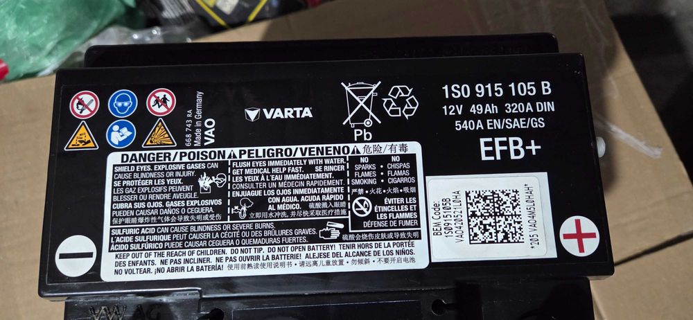 baterie 12v/acumulator auto/ varta efb 49ah/540a/
