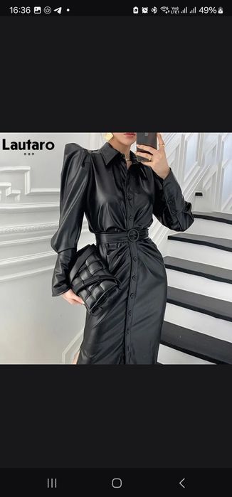 Платье миди экокожа