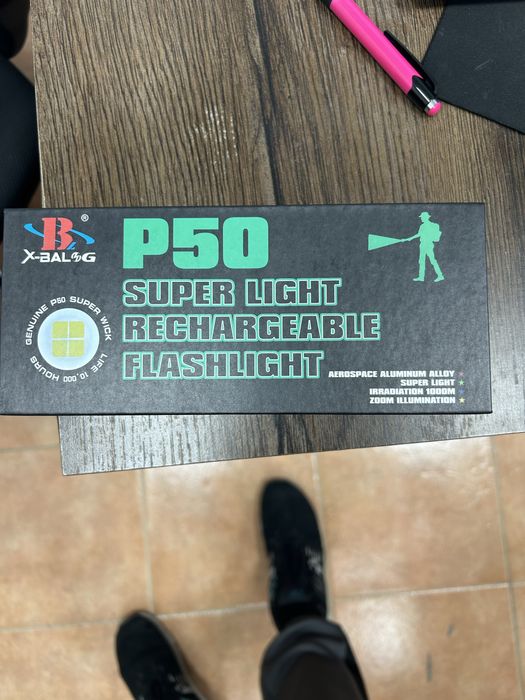 Фенер P50, LED, акумулаторна батерия 5 степени, 5W