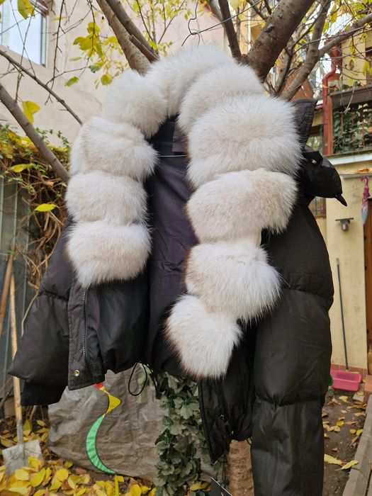 Geaca cu umplutura puf si blana naturala