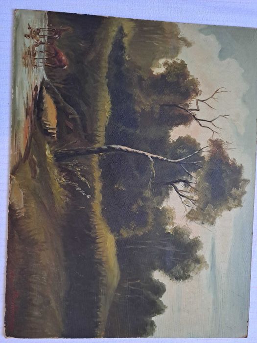 tablou vechi pictura romaneasca 51/40 cm semnat datat 1965