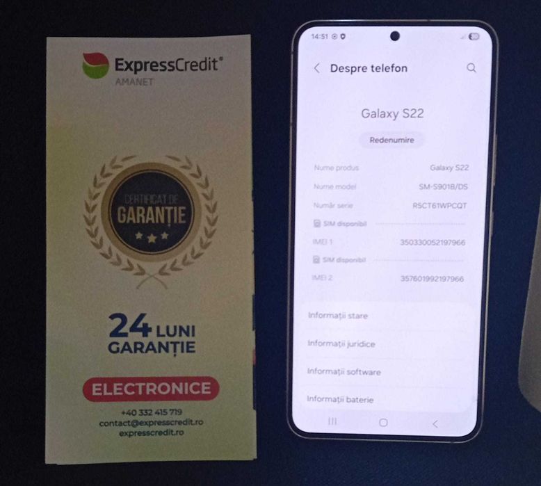 Telefon Samsung S22 (Ag31 Barboi B.24960) Garantie doi ani!