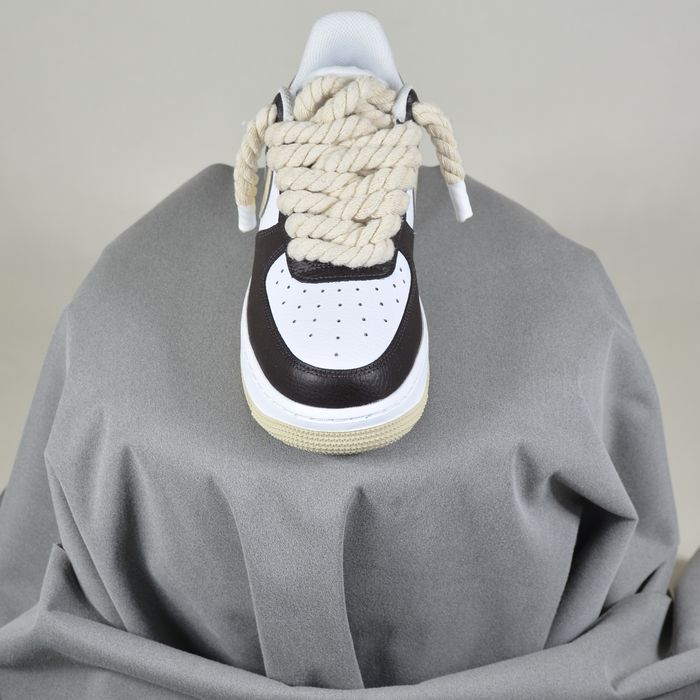 Pantofi Sport Air Force 1 Custom Rope Laces Bej si Maro - Originali