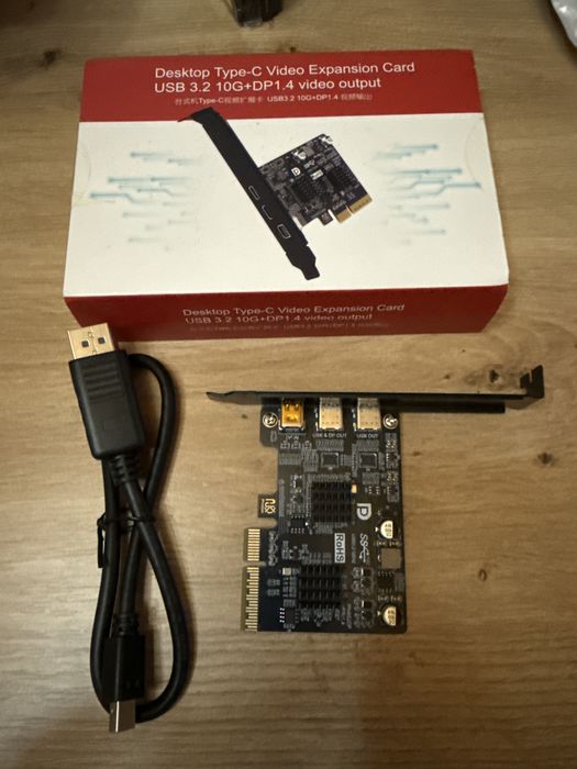 Placa PCIe USB-C Type-C PH65DP USB 3.2 Gen2 10Gbps DisplayPort DP 1.4 4K 60Hz Video PC Desktop Expansion Card Open Box