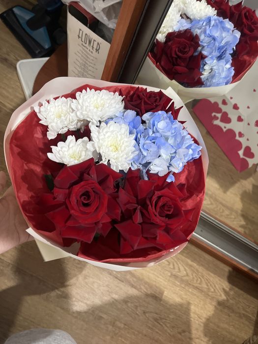 Цветы розы гортензии