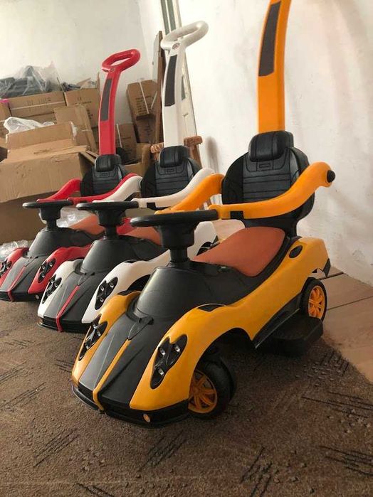 Masinuta copii si bebe, 3in1, cu melodii, maner de impins pentru parinti, bara de protectie, design modern si copertina