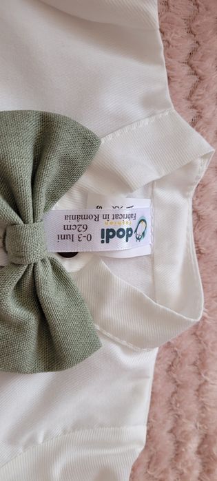 Compleu botez din in+ bumbac 100%,  cu 5 piese + jerseu mayoral