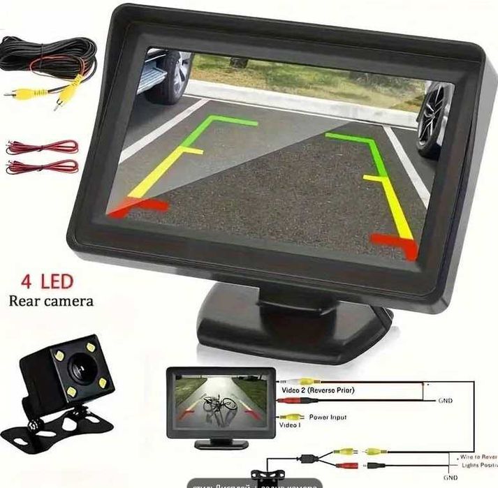Камера за Паркиране  5MP HD  4LED с монитор паркиране сензор HD НОВО