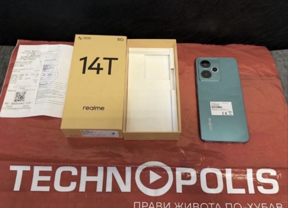 КАТО НОВ 256GB Realme 14T Технополис Гаранция 2027г. Green | Зелен