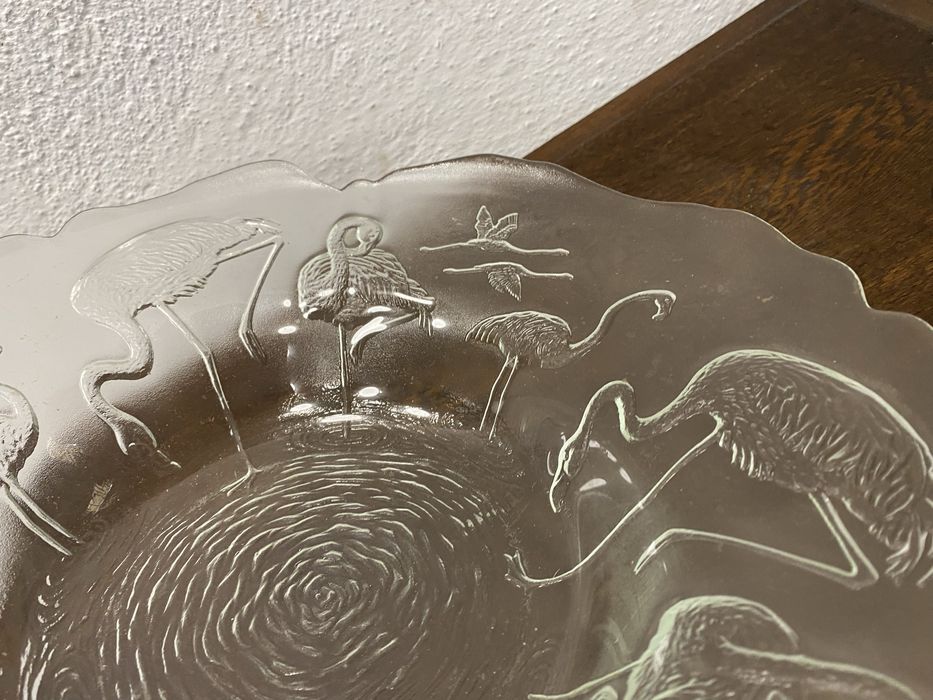 Френска кристална купа релеф птици Paris style 1950 те