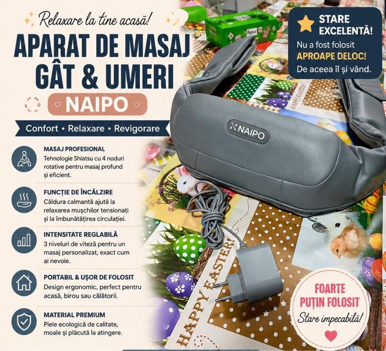 DE VÂNZARE – Aparat de masaj cervical și umeri NAIPO