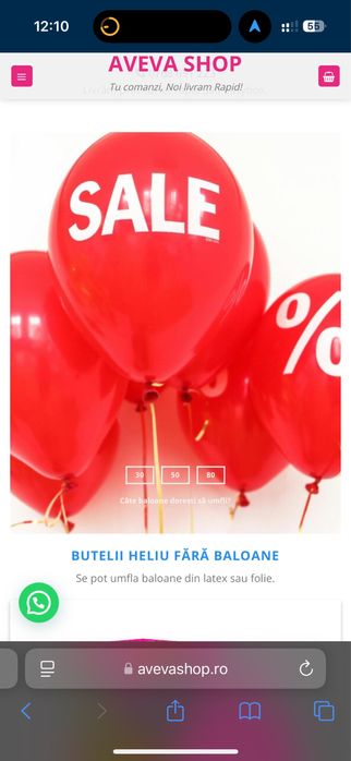 Heliu pentru 50 baloane in butelie sigilata