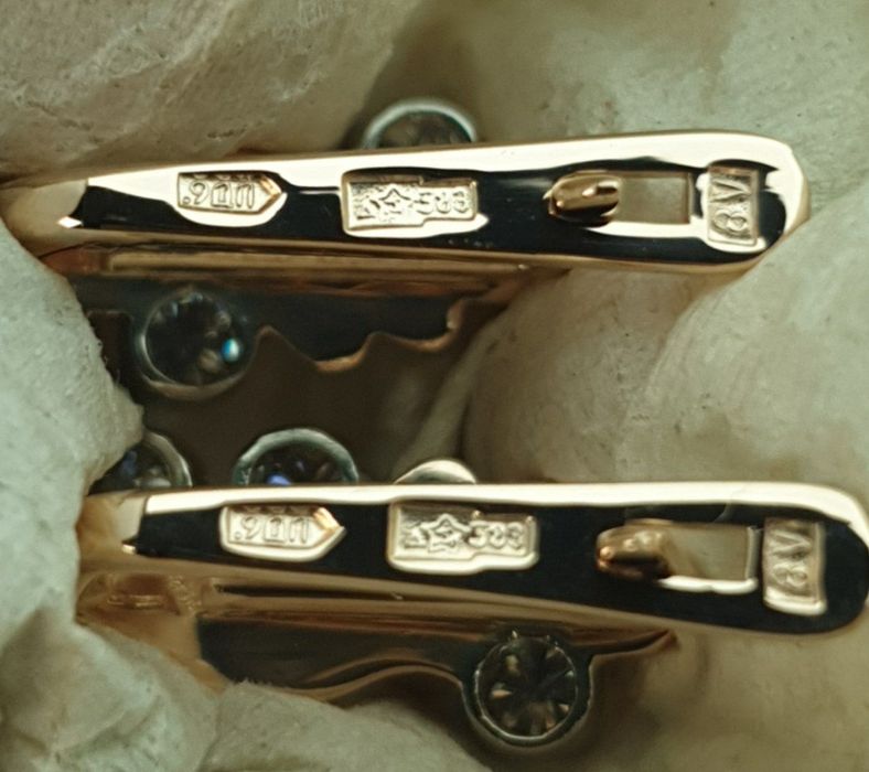 Ссср1989год Львовский ювелирные заводские серьги с Якутским бриллиант