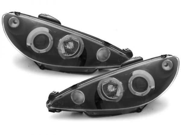 Фарове Пежо 206 Лед Тунинг нови тъмни Peugeot 206 Led angle eyes Черни