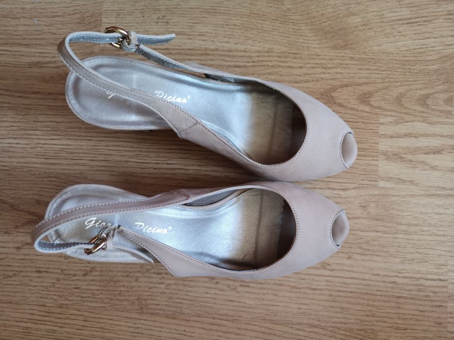 Sandale piele întoarsă nude 39