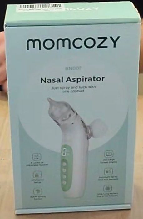 Електрически аспиратор за нос 2 в 1 Momcozy - Със спрей и вакуум, със светлина и музика