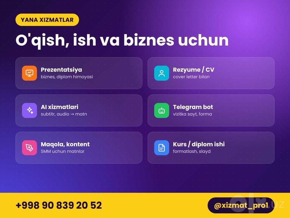 Professional online kompyuter xizmatlari ko`rsatiladi.