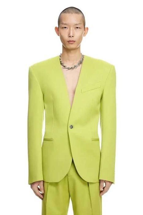 Costum Thierry Mugler x H&M - Sacou și Pantaloni cu decupaje - Verde Neon - Nou