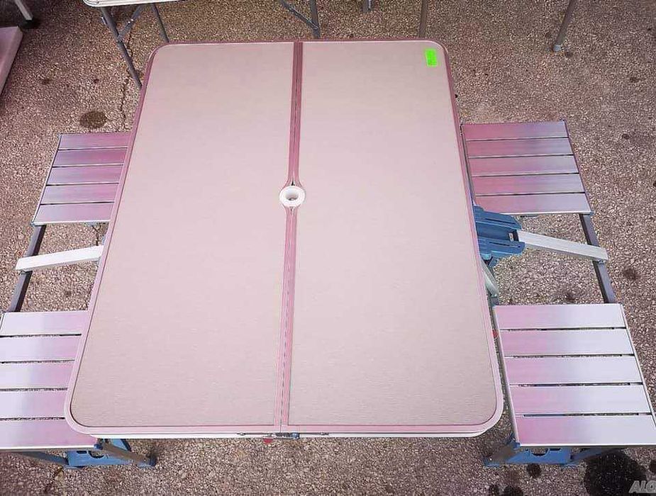 Комплект сгъваема маса с вградени 4 стола за къмпинг,риболов,пикник