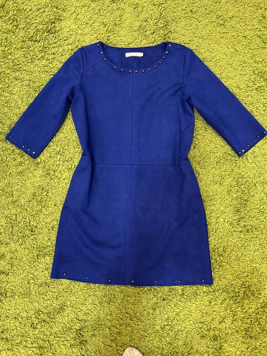 Платье велюр синее  1500тг