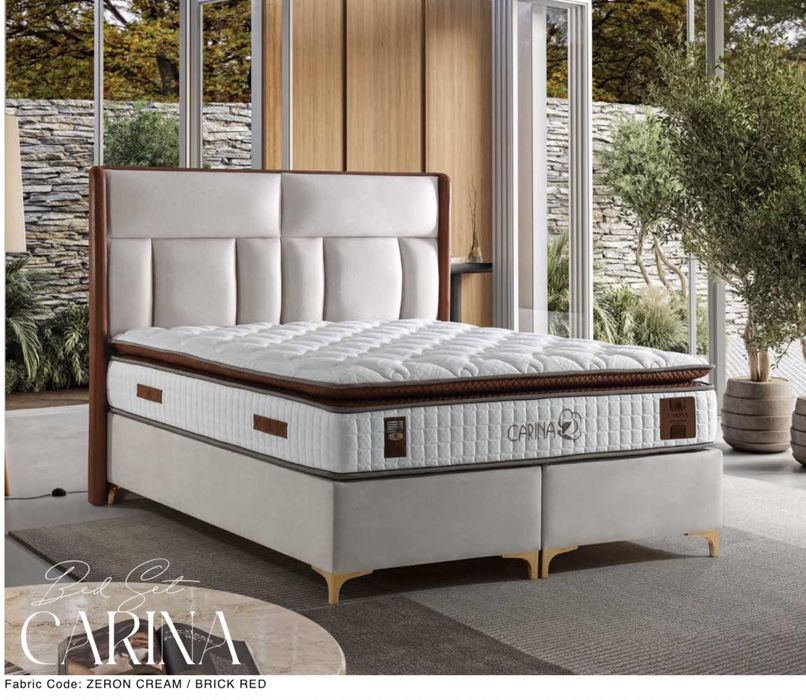 Тапицирана спалня Carina Bed - Zeron Cream / Brick Red