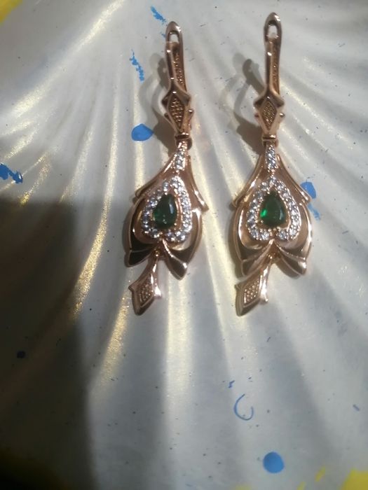 Серьги позолоченные с пробой