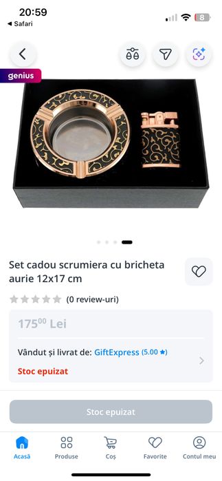 Set cadou elegant, 2 piese: scrumiera si bricheta