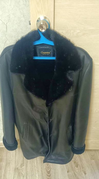 Мужская зимняя кожаная куртка