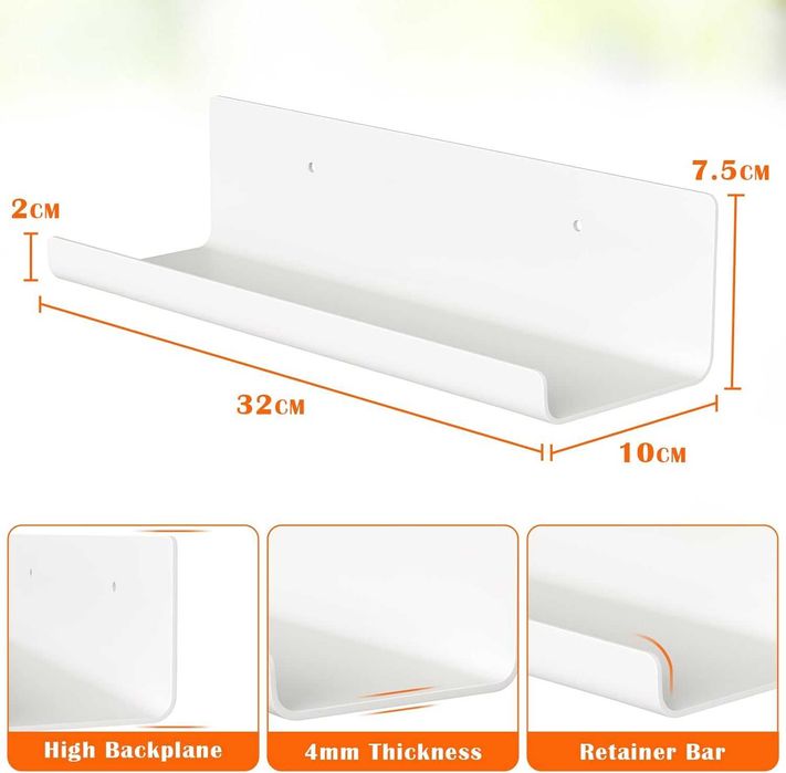 Rafturi perete suspendate set 4 buc decor living baie bucatarie rafturi perete plastic alb sau negru display decorativ
