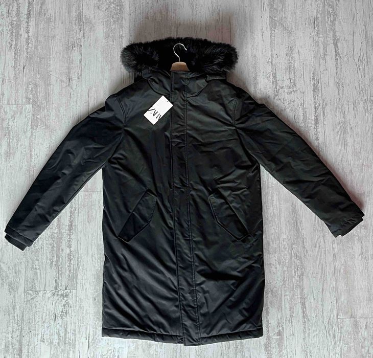 Ново мъжко непромокаемо черно яке парка Zara