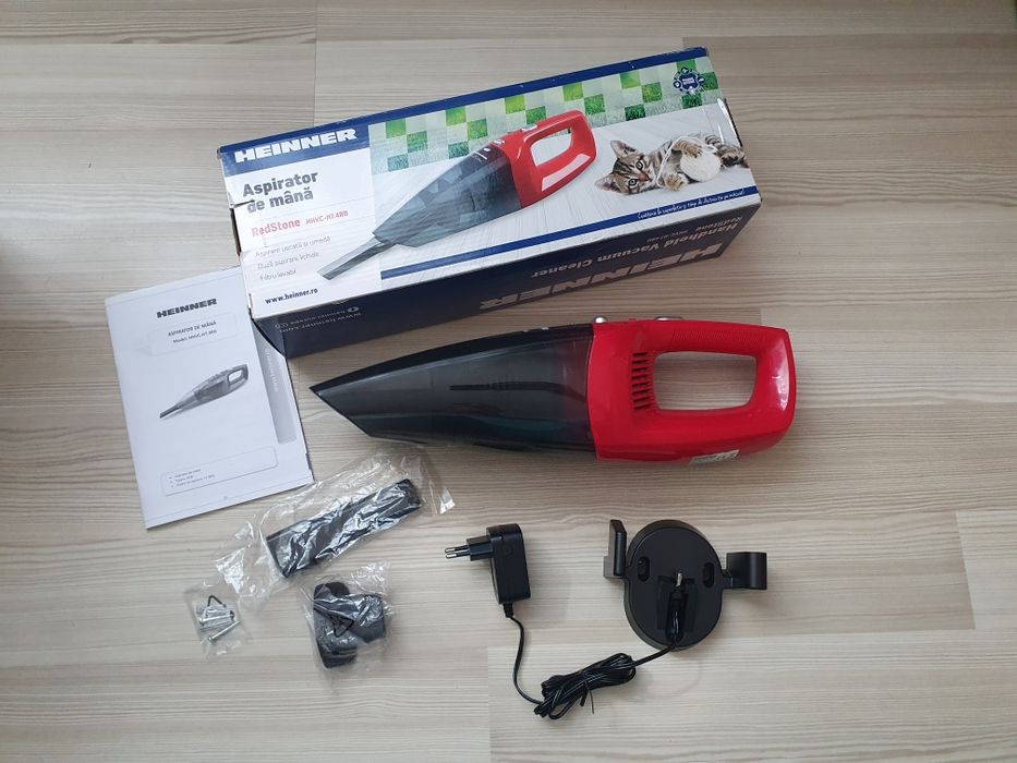 Aspirator de mana Heinner HHVC-H7.4RD, 0.55 L, filtru lavabil, Rosu