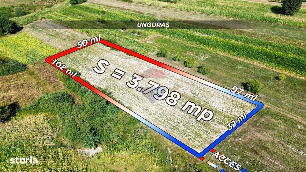 Teren intravilan 3798mp | UNGURAS MARAMURES LA 50M DE ASFALT