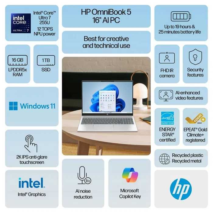 Новый HP OmniBook 5 (Ultra 7 / 1ТБ / 2K Touch)