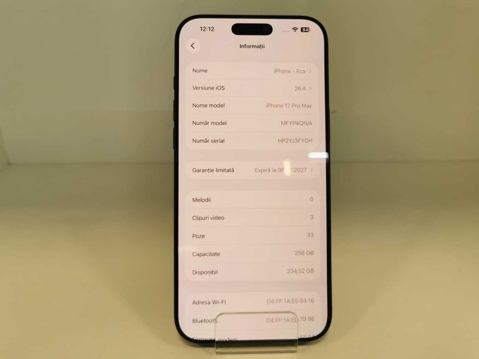 Telefon Apple Iphone 17 Pro Max 256Gb (Ag8 Tudor/B74924) – Garantie 2 Ani!
