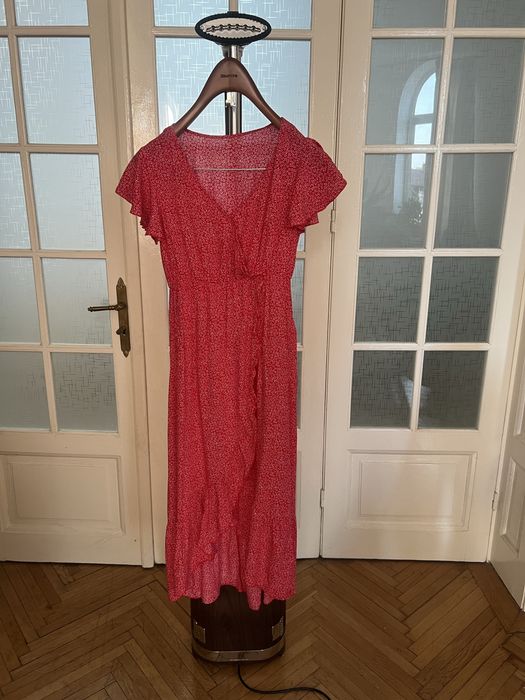 Rochie lunga slb cu rosu marimea 38 (M)