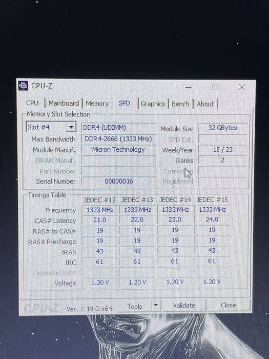 DDR4 32GB 2666MHz (1 планка)