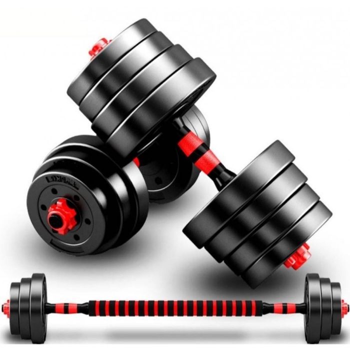 Комплект дъмбели с лост прав и крив 30 кг - Най-добра цена Премиум