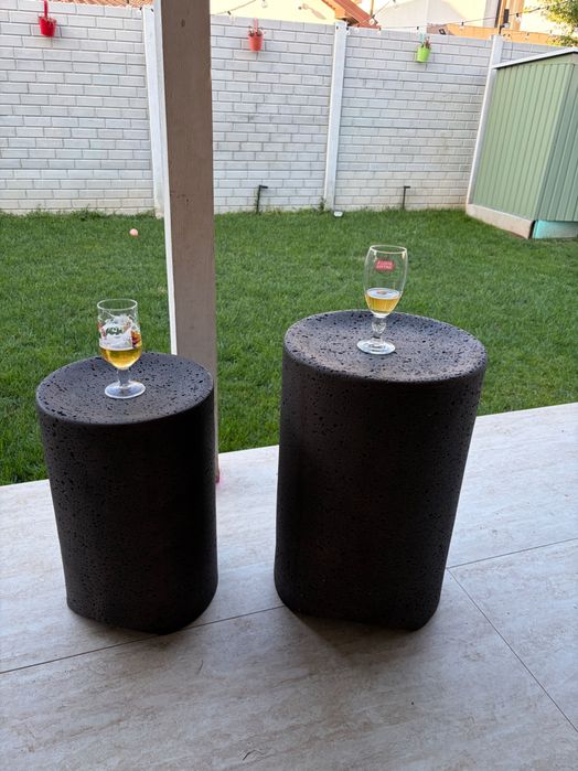 Set 2 măsuțe cafea HOMPUS MGO, interior/exterior, terasă, grădină, aspect beton