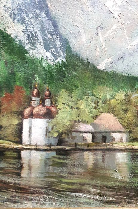 Tablou in ulei peisaj din Alpi