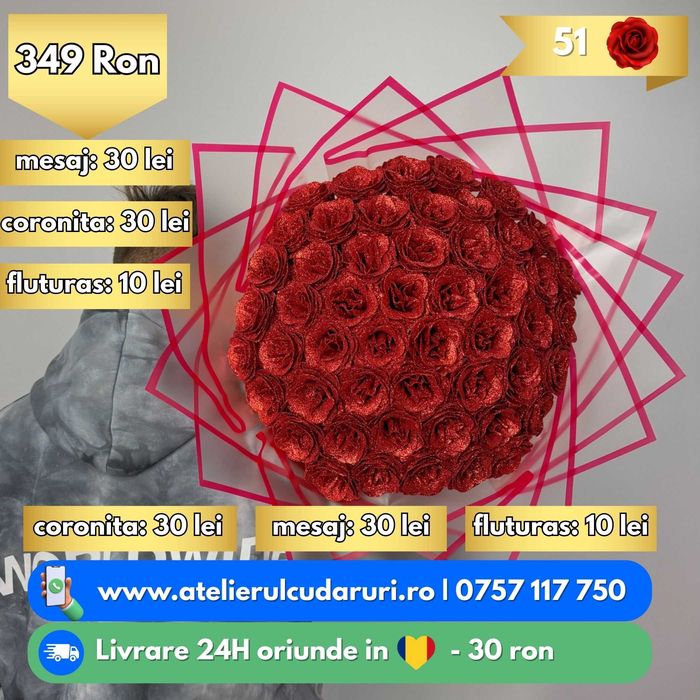 Buchete Trandafiri Sapun, Sclipici , Stitch | Livrare oriunde